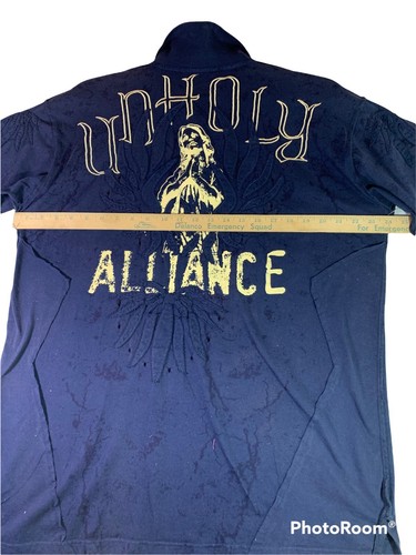 Blac Label Hallowed Be Thy Name Shirt Unholy Alliance 2x blau Kragen Knöpfe - Bild 10 von 10