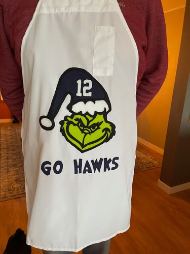 Seahawk / Grinch BQ grilling Apron ( one of a kind handmade)
