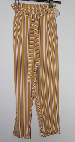 Pull & Bear gestreifte Paperbag Taille Ankle Grazer Hose Gr. XS neu mit Etikett - Bild 1 von 6