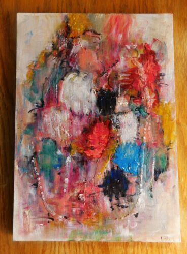 Original abstract oil and mixed media painting, signed by Nalan Laluk: "Faces" - Picture 8 of 11