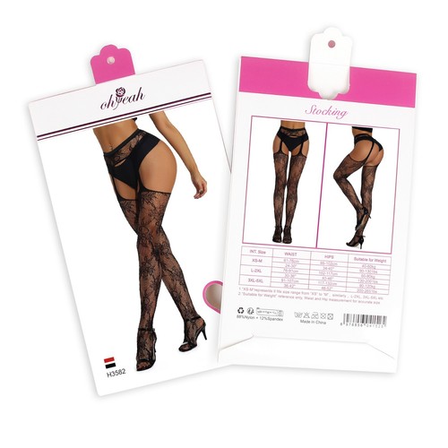 Black Fishnet Suspender Tights, Crotchless Floral Pantyhose, Plus Size Lingerie - Picture 39 of 43