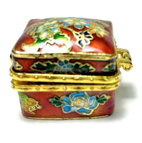 Juego 5 Mini Cajas de Pastillero Cloisonne Baratija Floral Corazón Ovalado Cuadrado Rectángulo Bisagra - Imagen 20 de 24