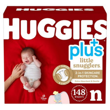 Huggies Plus Little Snugglers Diapers Giant Pack - Size Newborn 144ct 