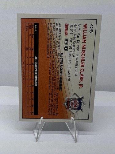 Donruss #428 Will Clark 1992 - Foto 2 di 2