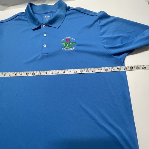 Adidas Polo Golf Shirt Mens XL Short Sleeve Blue Casual Suncoast Scramble Logo - Picture 9 of 11