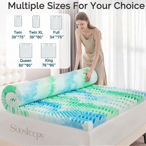 3 Inch 7-Zone Queen Memory Foam Mattress Topper Egg Crate Cooling Gel Pad - Picture 6 of 12