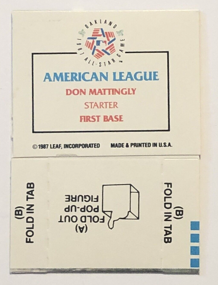 1987 Leaf Fold Out PopUp Figure Don Mattingly, Near Mint Condition eBay