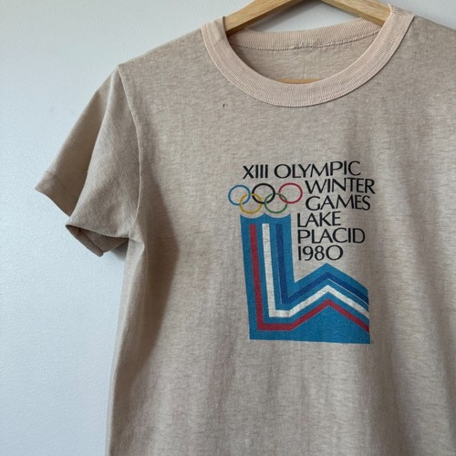 Vintage T-Shirt Herren S XIII Olympische Spiele Lake Placid 1980 USA Einzelnaht papierdünn - Bild 2 von 6