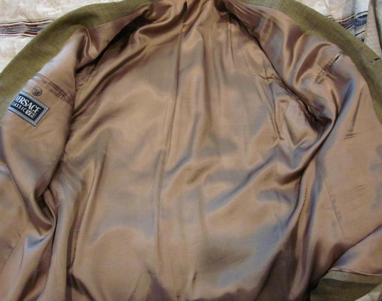 Giacca blazer abito Versace Classic V2 marrone chiaro 3 bottoni taglia lunga 54 IT