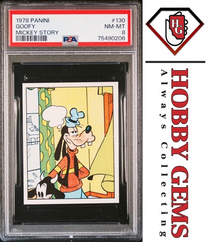 GOOFY PSA 8 1978 Panini Disney Mickey Story Sticker #130 Pop 1