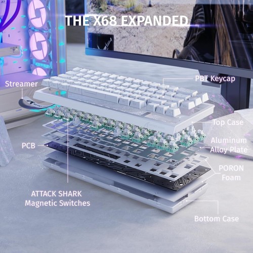 ATTACK SHARK X68 60% Wired Rapid Trigger Mechanical Keyboard Magnetic Switch - Picture 29 of 43