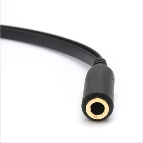 Audio Splitter Kabel Schwarz Y Adapter Kopfhörer Headset 3.5mm Flachkabel PC - Bild 4 von 4