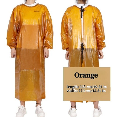 Unisex PVC Waterproof Apron Long Sleeve Oil Resistant Butcher Overall Smock Long - Picture 13 of 15