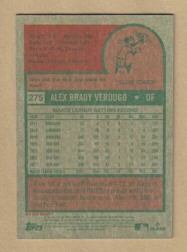 2024 Topps Heritage Alex Verdugo #275 refractor cromado negro #'d 33/75 Yankees - Imagen 2 de 2