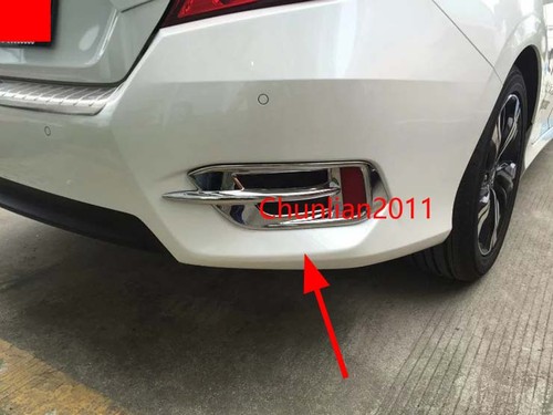 Chrome Rear Fog Light Cover Trim for 2016-2017 Honda Civic 10th Gen 4dr Sedan - Picture 2 of 5