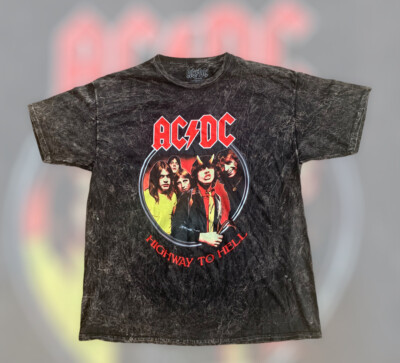AC/DC Men's Officially Licensed Highway To Hell Tie Dye Heavy Metal Rock T-Shirt