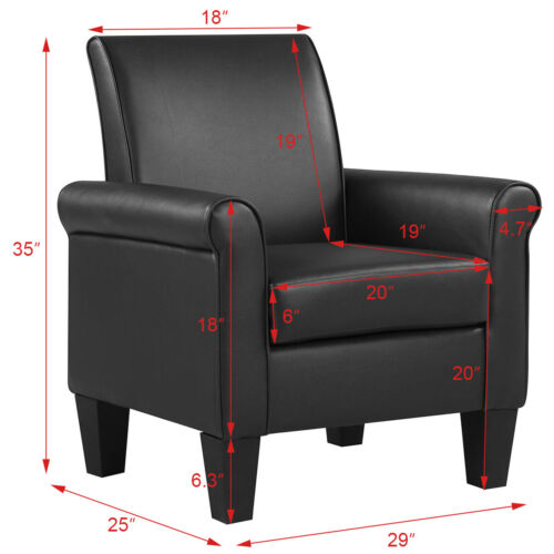 Modern Leather Accent Arm Chair Couch Sofa Club Chair Living Room Leisure Chair - Picture 4 of 9