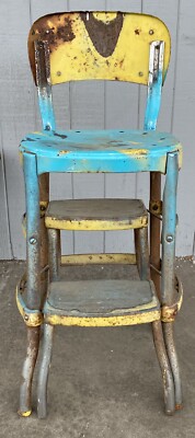 USAヴィンテージスツール／チェア　イス　COSCO MCM Vintage Cosco Kitchen Step Stool Chair ~Rustic Plant Stand