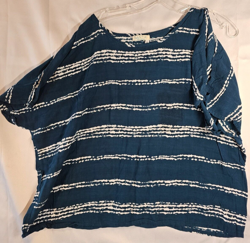 Santiki Women Blue Short Sleeve Top L
