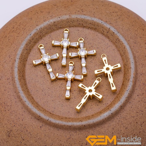 Cross Charm Pendant Necklace 14K Gold Filled CZ Jewelry Making Craft Finding DIY - Picture 80 of 254