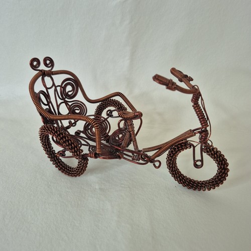 Handmade Wire Art Tricycle Cart Motorcycle Soft Aluminum Decor Gift Doll House - Picture 1 of 8