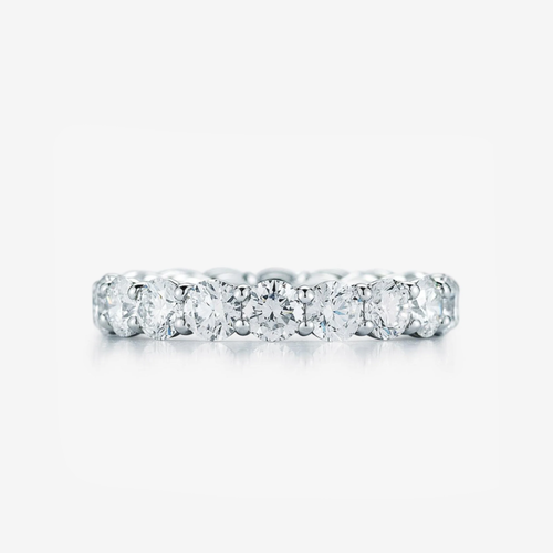 Banda de eternidad de diamantes redondos cultivados en laboratorio de 2,00 quilates PT950 platino 2,95 mm 5 6 7 - Imagen 4 de 10