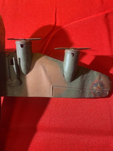 Vintage 1940s Marx Tin Litho Army Military Plane Airplane Toy Camo 65A - Picture 10 of 12