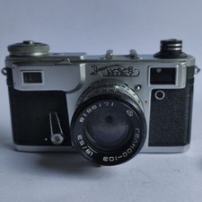 Kiev-4AM Film Camera 35mm lens HELIOS-103 1.8/53 vintage rangefinder used W Case
