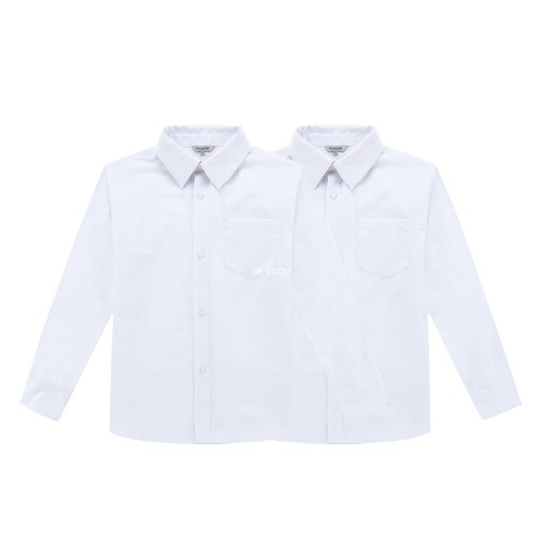 Bienzoe Boys School Uniform Shirt Long Sleeve Dress Button Down Tops 2 PCS Pack
