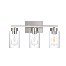 A1A9 3-Light Bathroom Vanity Light, Modern Wall Lights with Clear Glass Shades