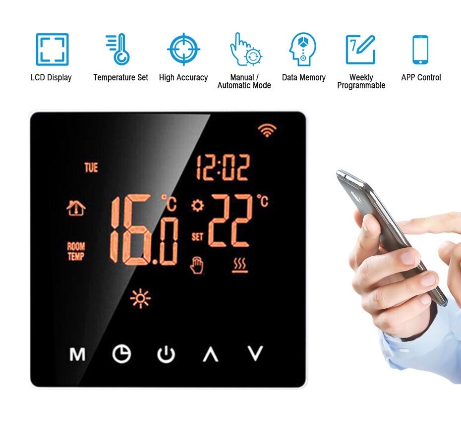 Alexa Google WiFi Smart Thermostat Water/Heating/Gas Boiler Remote Control APP