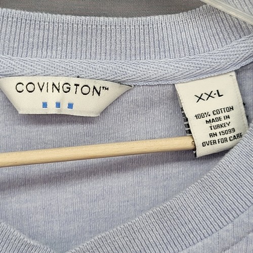 COVINGTON Off White Light Purple Short Sleeve 1/4 Button Pullover Shirt XXL - Picture 7 of 12