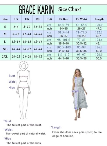 GRACE KARIN Women's Summer Dress Long Ruffle Floral Dress Sleeveless Small 8-10 - Picture 5 of 5