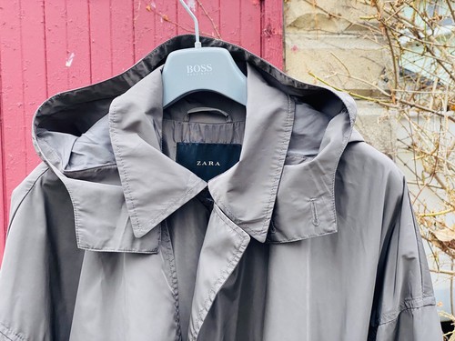Zara Ladies Military Double Breasted Hoodie Trench Rain Coat. Sz 42. NWT. - Picture 6 of 11