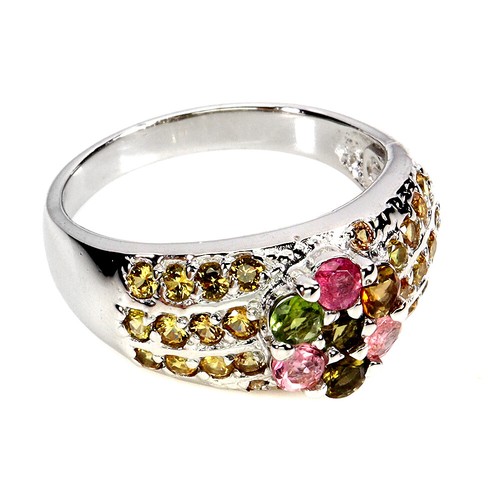925 Sterling Silver Ring Round Tourmaline Sapphire Gemstone Jewelry Size 9 - Picture 3 of 14