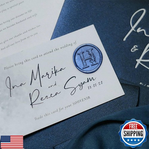 50 Piezas Pegatinas Sello Cera Azul Hechas a Mano Vintage Hojas Botánicas Adhesivas Letra - Imagen 4 de 5