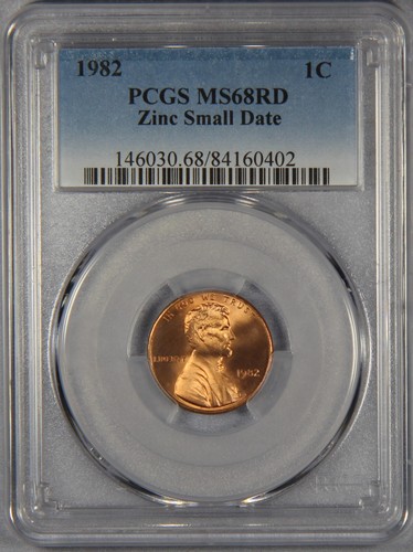 1982 Lincoln Memorial Cent Penny PCGS MS68 RD Zinc Small Date - Picture 1 of 3