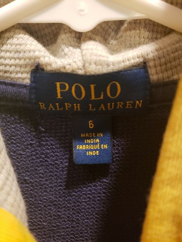 Polo Ralph Lauren 1967 Colorblock Varsity Tiger Footbal Embroidered Hoodie Sz. 6 - Picture 9 of 9