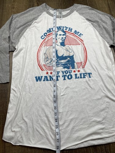 Arnold Schwarzenegger Come With Me If You Want To Lift Gym Jersey Raglan Shirt L - Picture 5 of 6