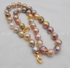 Genuine Natural 10-12mm South Sea Multi-Color Baroque Pearl Necklaces 18'' AAA