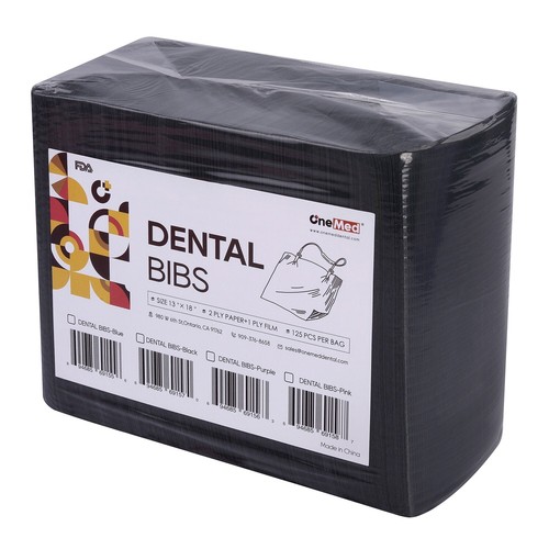 1000 OneMed Black Dental Patient Bibs ,2+1 Ply Medical Tattoo Towel Waterproof - Picture 3 of 7