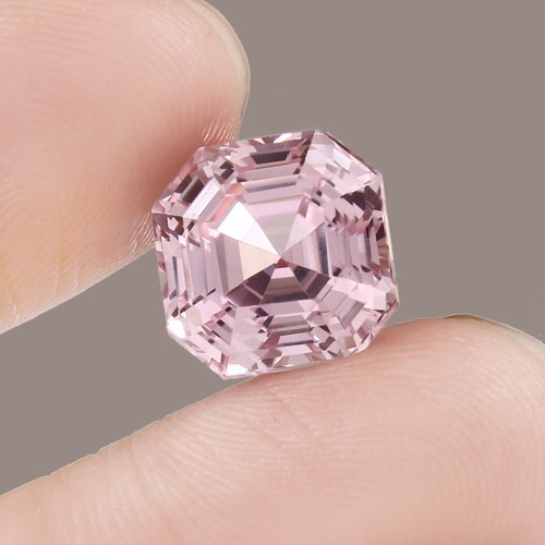 Natural Flawless Soft Pink Morganite Loose Asscher Cut Gemstone 12Ct - 11.50 MM - Picture 3 of 4