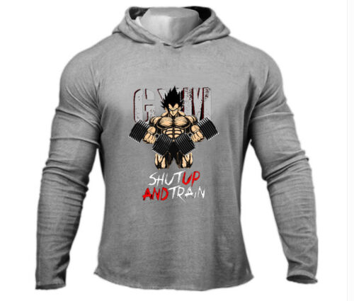 Men's Gym Thin Hoodies Long Sleeve Hoodie Sweatshirt Casual Tank Top T-Shirt - Picture 8 of 12