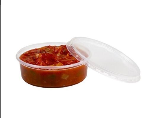 Plastic Tubs and lids - Round, clear, 1.5oz/45ml Deli, sauces, salsa, Small Size - Picture 2 of 4