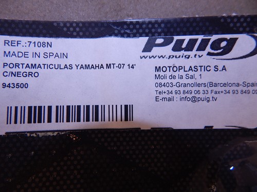 PUIG 7108N LICENSE SUPPORT for '14 YAMAHA MT-07 - BLACK 2014 - Picture 3 of 4