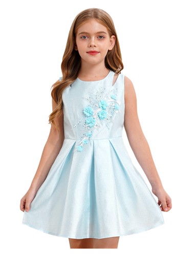 Girls Dress Princess Party Gown Ball Gown Prom Dress Pleated A-Line Dress Cute - Picture 13 of 50