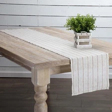 CHARLEY Rust RUNNER 13x72 Country Linen Pinstripe Table Runner