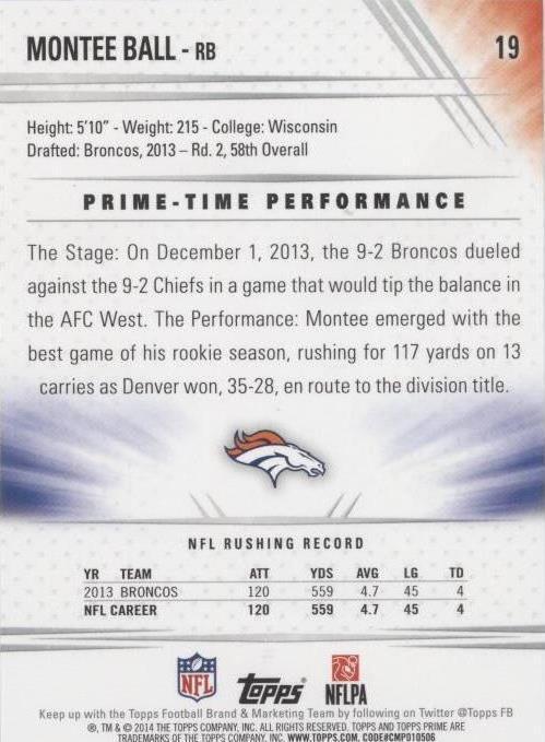 2014 Topps Prime Montee Ball #19