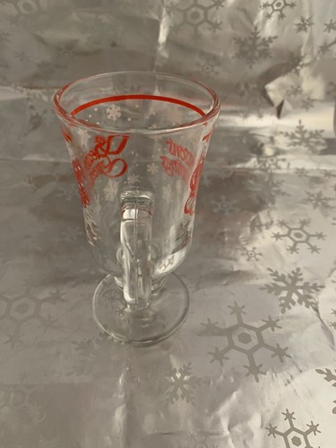 ❤️Seasons Greetings Snowflake Irish Coffee/Hot Chocolate Glass Mug - Picture 3 of 6