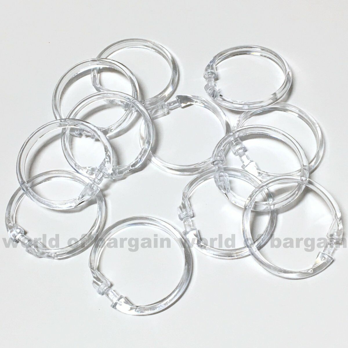 12 Shower Curtain Rings Easy Snap on Clear Plastic Bathroom Liner Hooks  H094 for sale online